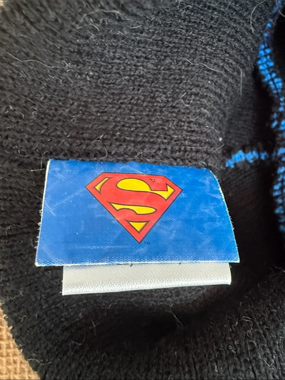 DC Comics Blue & Black Striped Superman Beanie
